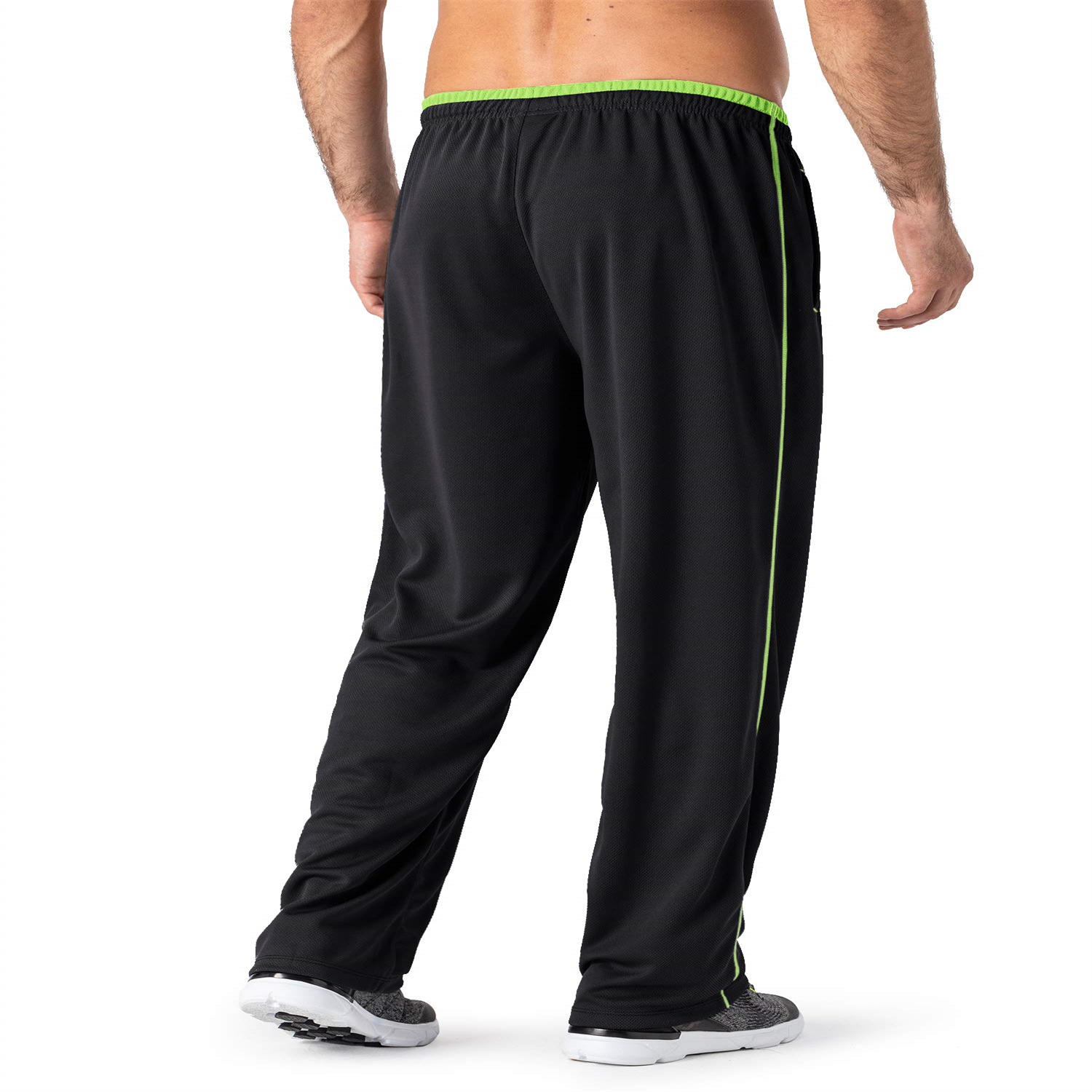 Men Lightweight Sweatpants Loose Fit Open Bottom Mesh Athletic Pants with Zipper Pockets